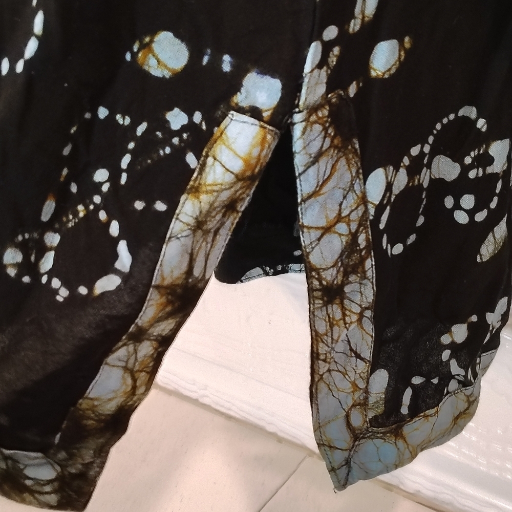 SAKAAS CALLIE ANCHOR TUNIC BLOUSE 3X BLACK BLUE ANCHOR 100% VISCOSE LONG SLEEVE - Picture 6 of 7